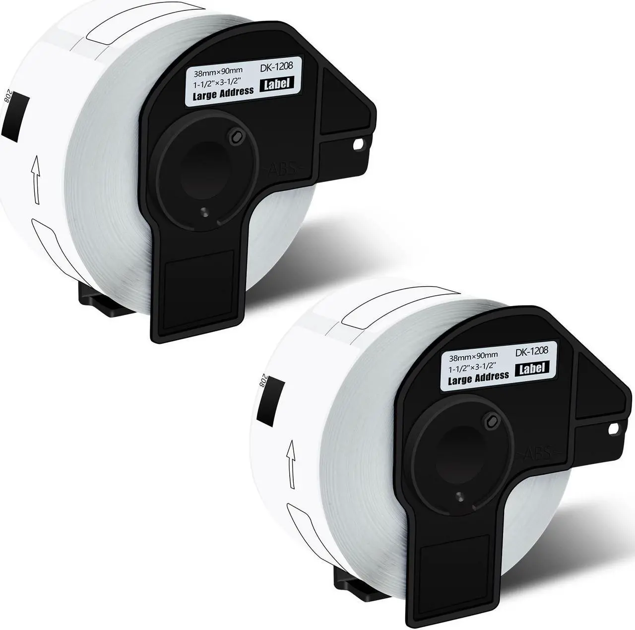 Main image of GREENCYCLE 2 Rolls DK-1208 DK1208 Die-Cut Address Labels 1-1/2" x 3-1/2" (38 mm x 90 mm) Compatible for Brother QL-1050 QL-1050N QL-1060N QL-1100 QL-1110NWB, 400 Labels/Roll,with Cartridge Frame