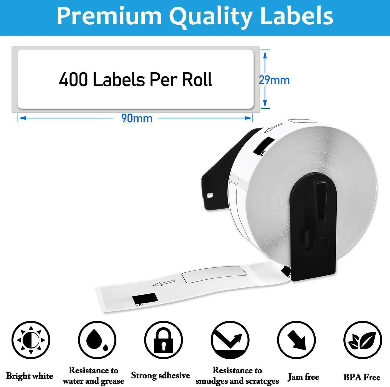 Alt view image 2 of 5 - GREENCYCLE 1 Roll DK-1201 DK1201 Die-Cut Address Labels 1.14" x 3.5" (29 mm x 90 mm) Compatible for Brother QL-1050 QL-1050N QL-1060N QL-1100 QL-1110NWB, 400 Labels/Roll,with Cartridge Frame