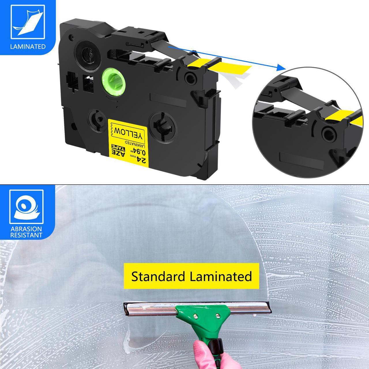 Alt view image 3 of 7 - GREENCYCLE 3 Pack Compatible for Brother P-touch TZ TZe Ptouch Tapes TZe-651 TZe651 TZ-651 TZ651 AZe-651 24mm 1'' Black on Yellow Laminated Label Tape