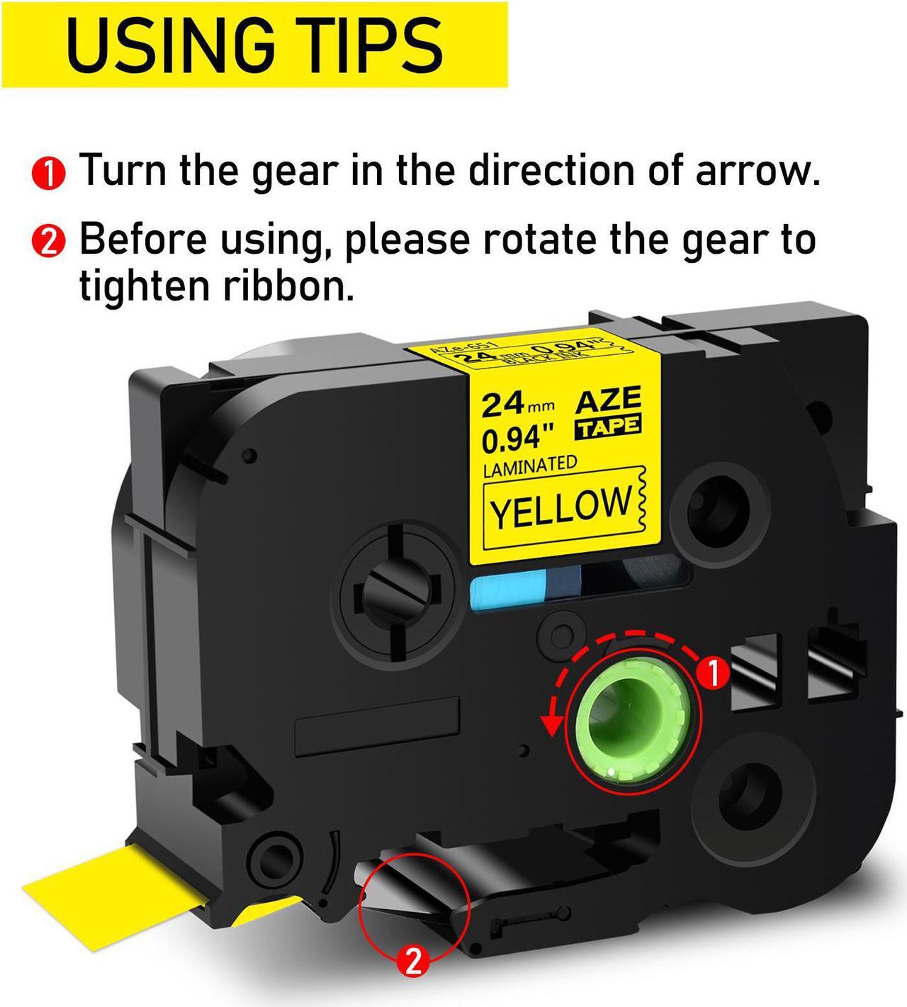 Alt view image 4 of 7 - GREENCYCLE 3 Pack Compatible for Brother P-touch TZ TZe Ptouch Tapes TZe-651 TZe651 TZ-651 TZ651 AZe-651 24mm 1'' Black on Yellow Laminated Label Tape