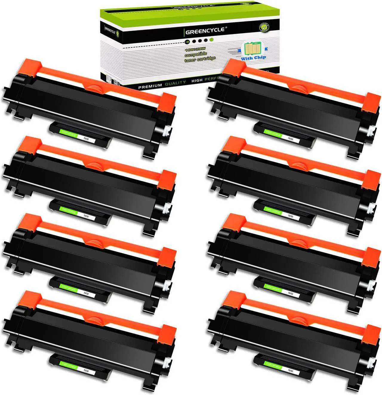 Main image of GREENCYCLE Toner Cartridge WITH CHIP Compatible for Brother TN760 TN730 use in DCP-L2550DW HL-L2350DW Printer (Black, 8 Pack)