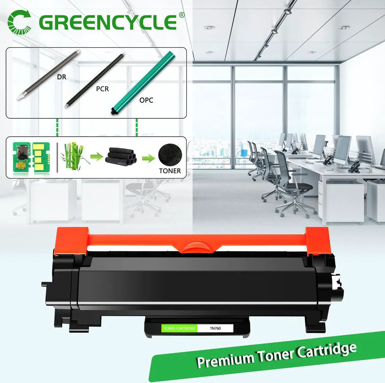 Alt view image 4 of 7 - GREENCYCLE Toner Cartridge WITH CHIP Compatible for Brother TN760 TN730 use in DCP-L2550DW HL-L2350DW Printer (Black, 8 Pack)
