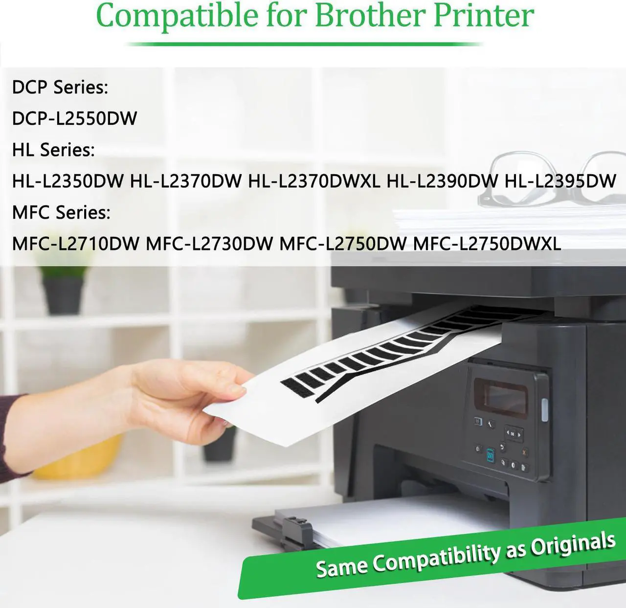 Alt view image 2 of 7 - GREENCYCLE Toner Cartridge WITH CHIP Compatible for Brother TN760 TN730 use in DCP-L2550DW HL-L2350DW Printer (Black, 8 Pack)