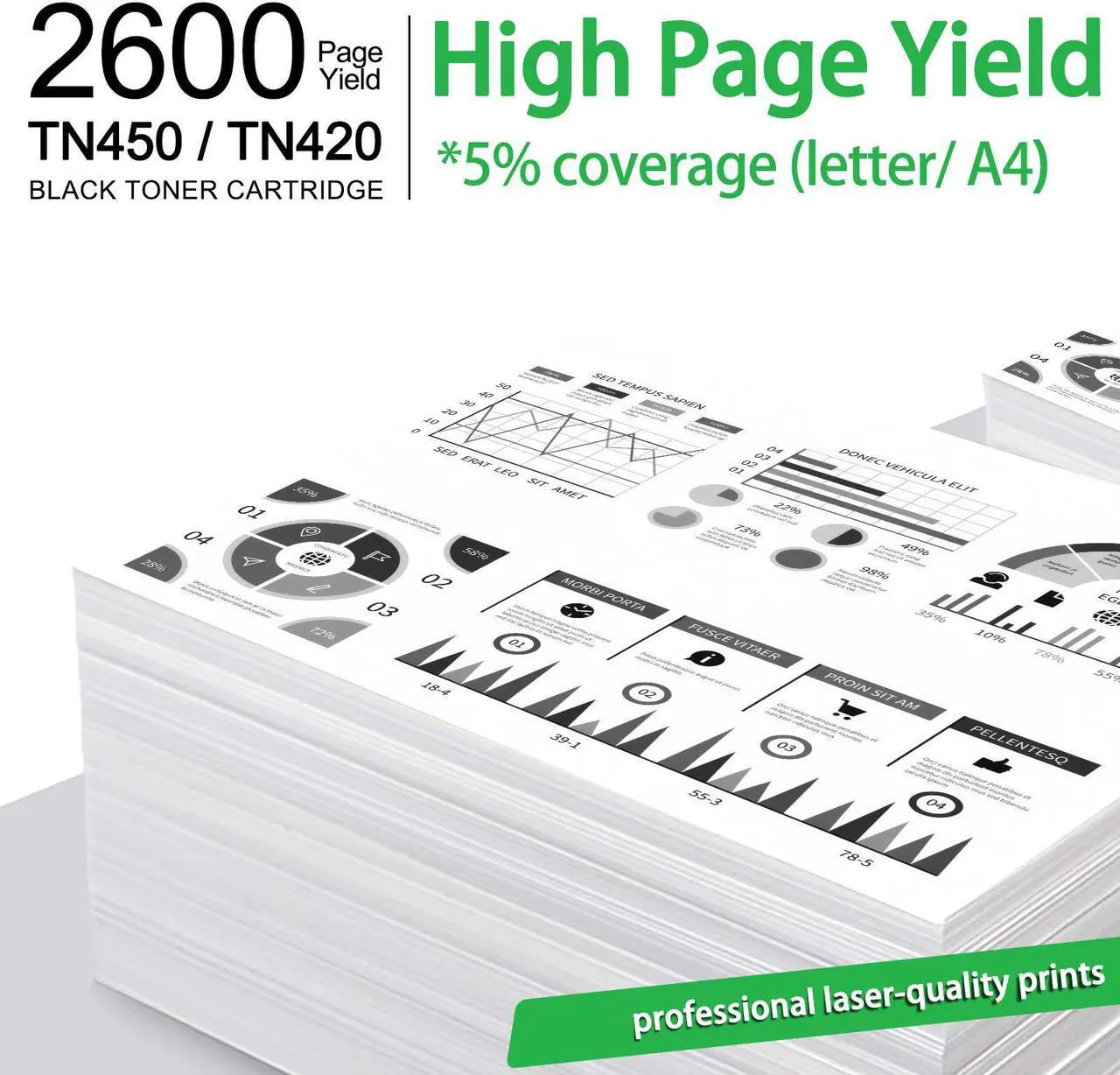 Alt view image 3 of 7 - GREENCYCLE Compatible Toner Cartridge Replacement for Brother TN450 TN-450 TN420 TN-420 for HL-2270DW HL-2280DW HL-2230 HL-2240 MFC-7360N MFC-7860DW DCP-7065DN Intellifax 2840 2940 (1 Pack Black)