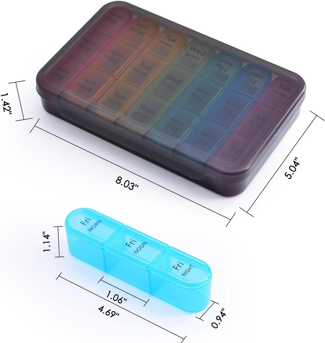 Alt view image 4 of 6 - Weekly Pill Organizer 3 Times a Day,Greencycle 7 Day AM NOON PM Small Compartments Pill Box, Moisture-Proof BPA Free Daily Medicine Pill Case for Vitamins, Fish Oil and Supplements