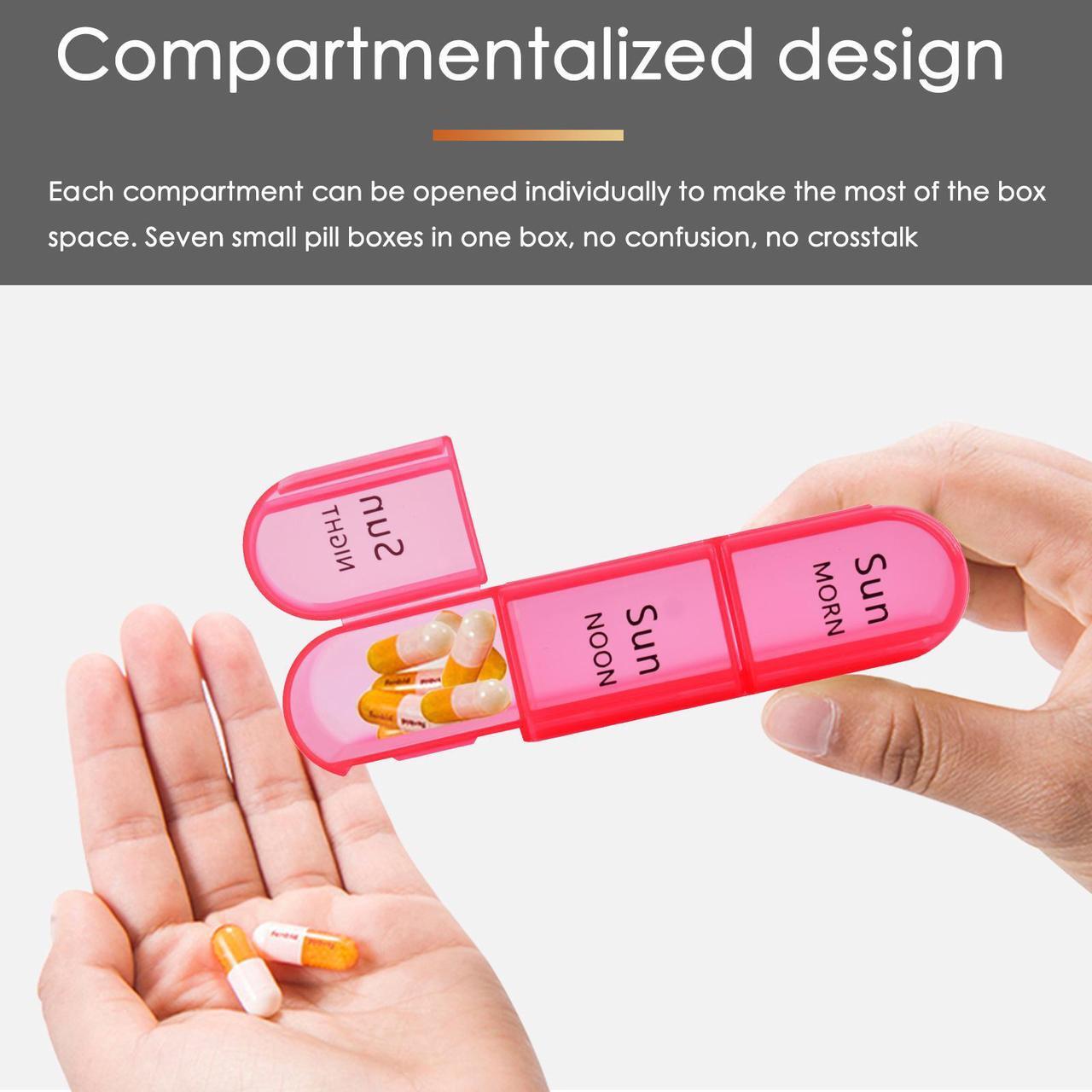 Alt view image 3 of 6 - Weekly Pill Organizer 3 Times a Day,Greencycle 7 Day AM NOON PM Small Compartments Pill Box, Moisture-Proof BPA Free Daily Medicine Pill Case for Vitamins, Fish Oil and Supplements