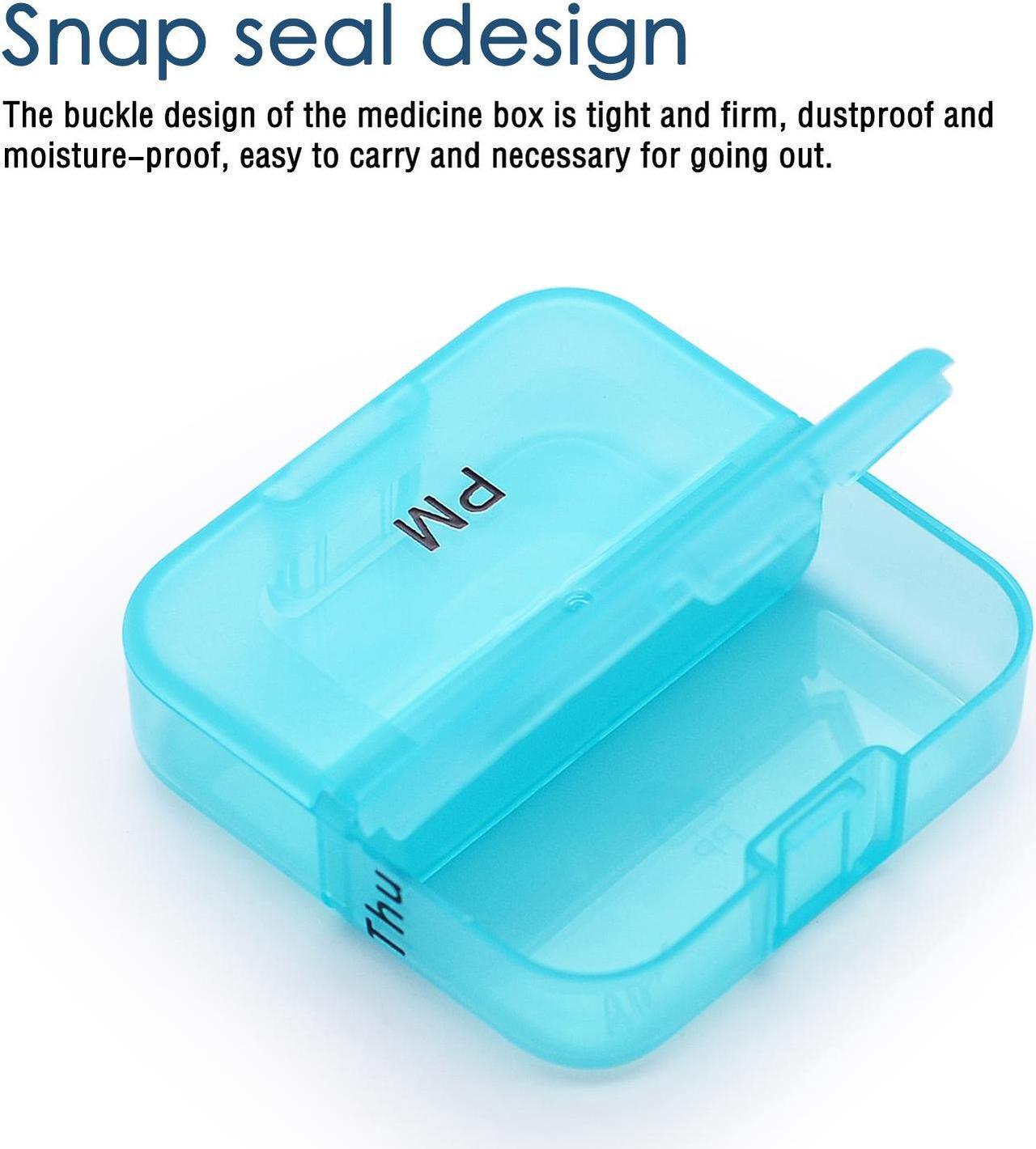 Alt view image 6 of 7 - Weekly 7 Day AM PM Pill Organizer, Greencycle 2 Times A Day Portable Travel Pill Box, Moisture-Proof Small Compartments Pill Cases Design for Vitamins Fish Oil Supplements (Clear Box)