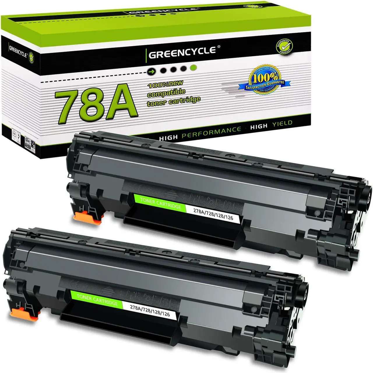 Main image of GREENCYCLE 2 Pack Compatible Toner Cartridge Replacement for HP 78A CE278A Black Toner Works on Laserjet Pro P1606dn M1536dnf P1606 M1536 P1560 P1566 Printer