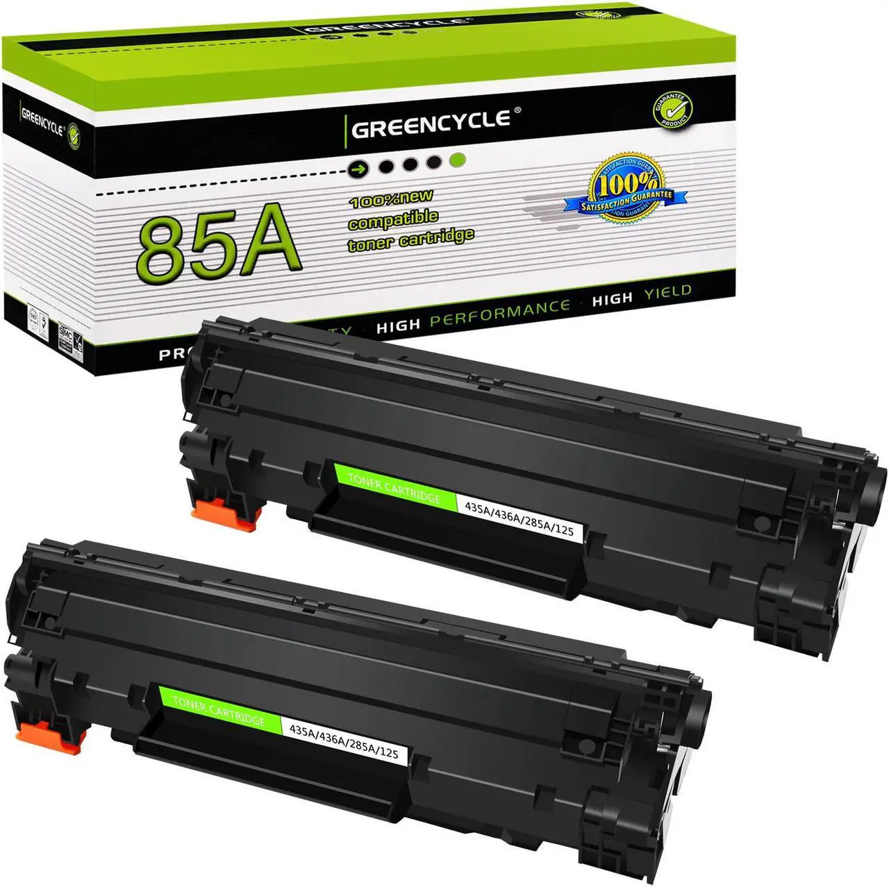Main image of GREENCYCLE 2 Pack Compatible Toner Cartridge Replacement for HP 85A CE285A Black Toner Works on LaserJet P1102W P1109W M1212NF MFP M1217NFW Printer