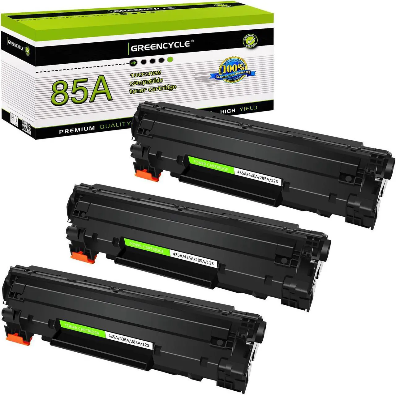 Main image of GREENCYCLE 3 Pack Compatible Toner Cartridge Replacement for HP 85A CE285A Black Toner Works on LaserJet P1102W P1109W M1212NF MFP M1217NFW Printer