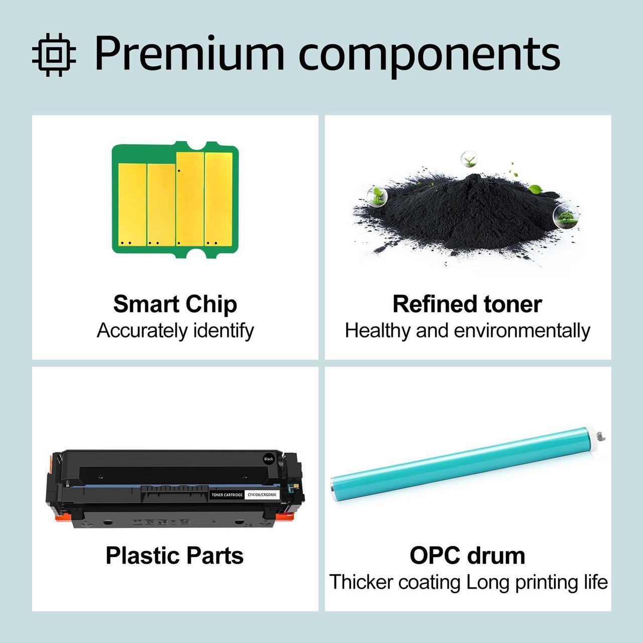 Alt view image 6 of 7 - greencycle 6 Pack Toner Cartridge Compatible for HP 410A CF410A Black Toner Work with Color Laser Jet Pro M452dn M452dw M452nw M477fdn M477fdw M477fnw M377dw Printer