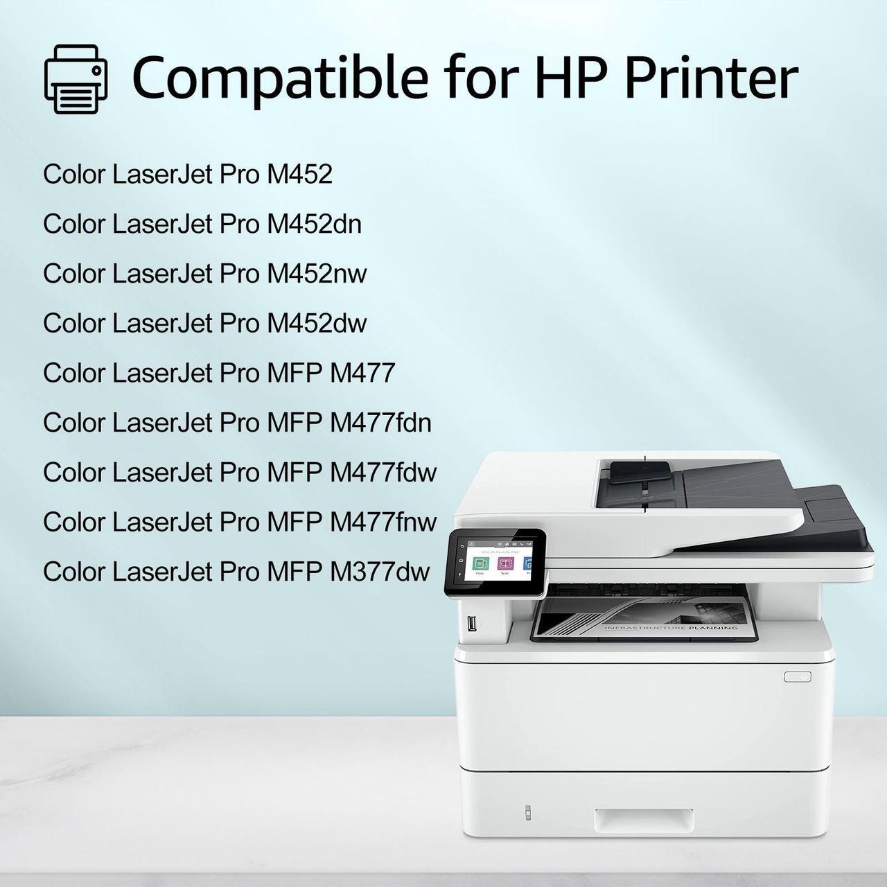 Alt view image 2 of 7 - greencycle 6 Pack Toner Cartridge Compatible for HP 410A CF410A Black Toner Work with Color Laser Jet Pro M452dn M452dw M452nw M477fdn M477fdw M477fnw M377dw Printer