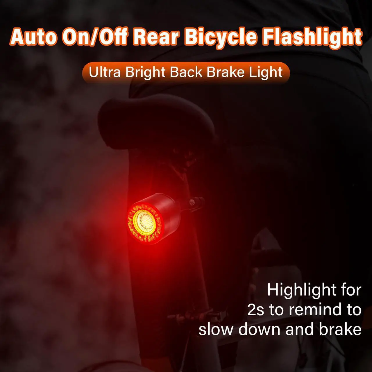 Alt view image 3 of 7 - GREENCYCLE Colorful Bike Tail Light, USB Rechargeable Bike Brake Light, Brake Sensing Rear Lights, 15 Light Modes 7 Colors Waterproof Cycling Safety Light for Adults Kids Road Mountain