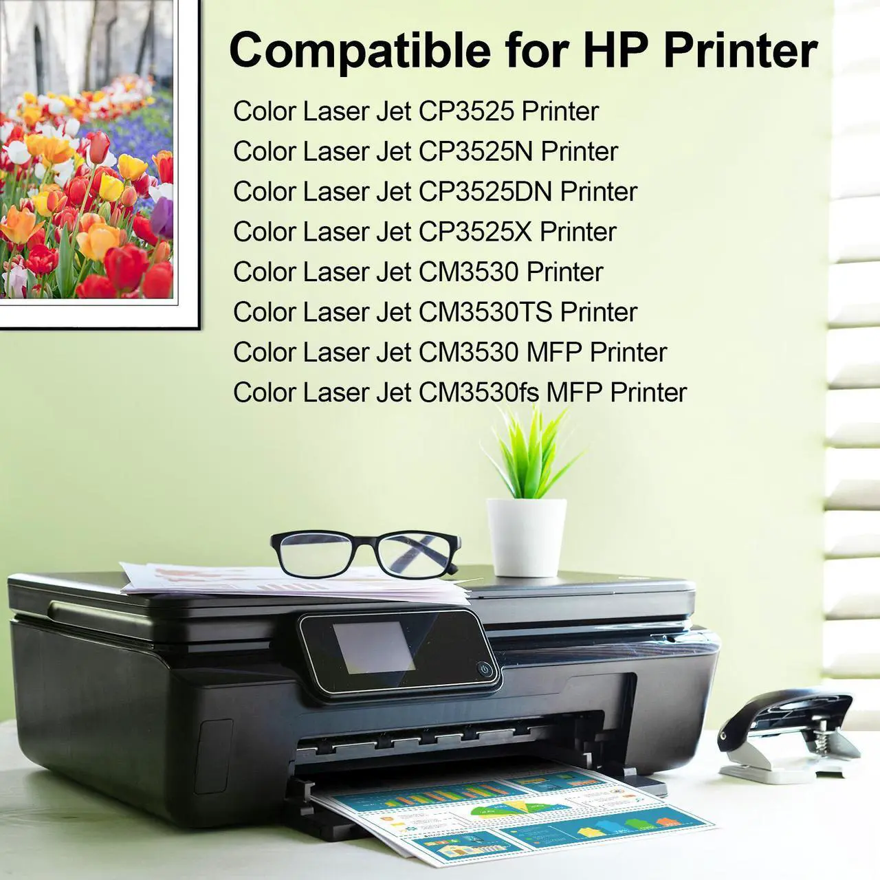 Alt view image 2 of 7 - greencycle Toner Cartridge Compatible for HP 504A CE250A CE251A CE252A CE253A Toner Works on Color Laser jet CP3525dn CM3530TS CP3525 CM3530 Printer (2 Black 2 Cyan 2 Yellow 2 Magenta)