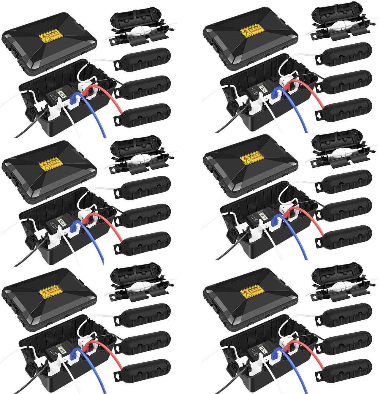 Main image of Greencycle IP54 Weatherproof Extension Cord Cover + 4 Small Weatherproof Extension Cord Safety Cover, 6 Set,  Protect Outdoor Power Strip Outlet Plug Timer Christmas Decoration, Black
