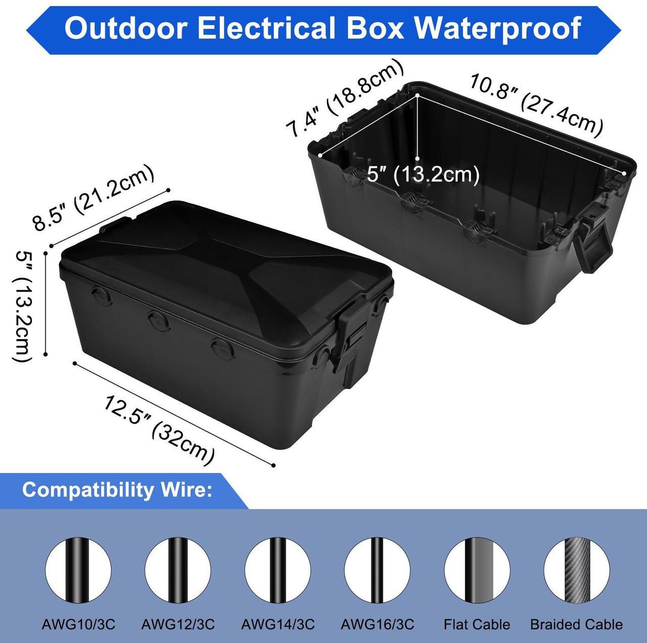 Alt view image 2 of 7 - Greencycle IP54 Weatherproof Extension Cord Cover + 4 Small Weatherproof Extension Cord Safety Cover, 6 Set,  Protect Outdoor Power Strip Outlet Plug Timer Christmas Decoration, Black