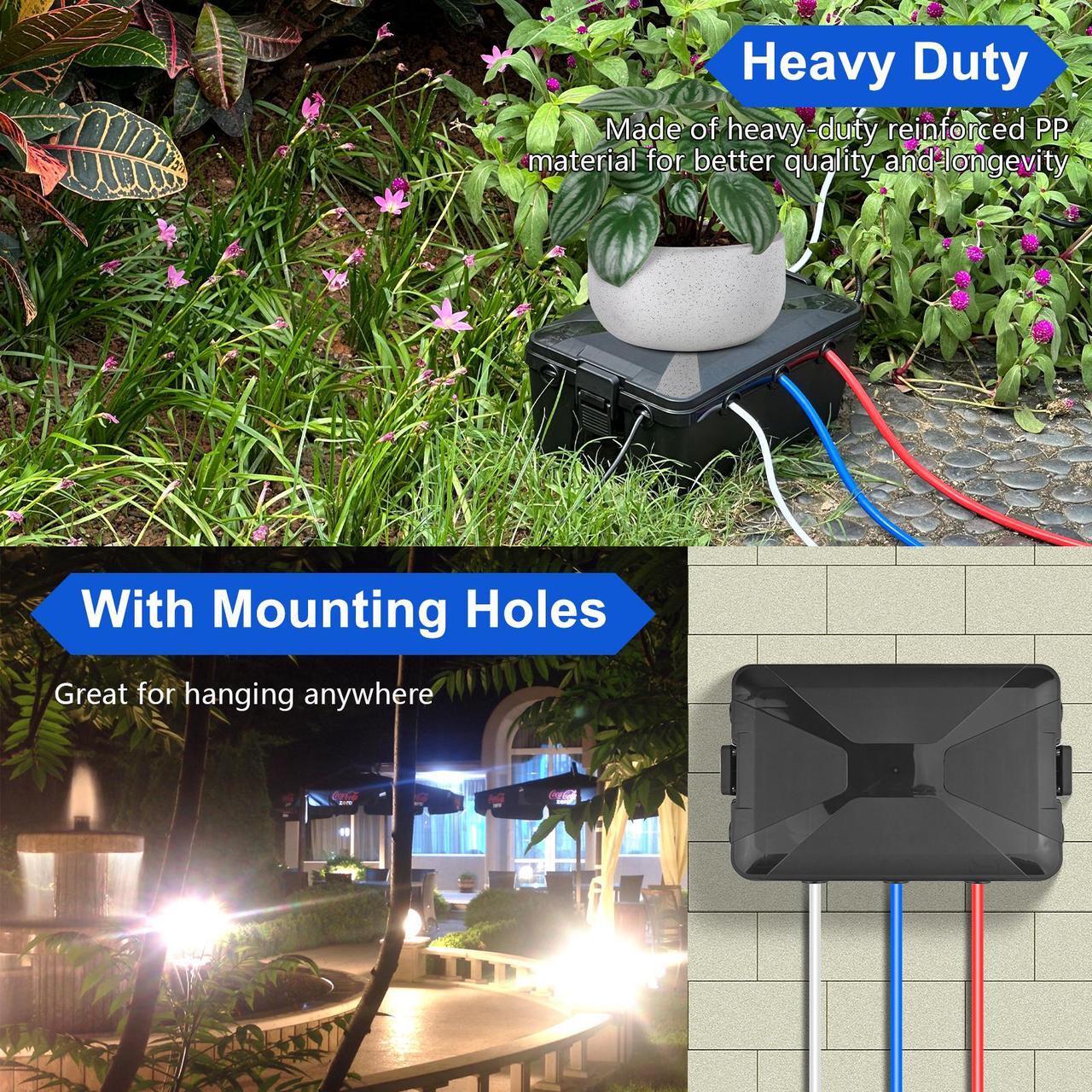 Alt view image 3 of 7 - Greencycle IP54 Weatherproof Extension Cord Cover + 4 Small Weatherproof Extension Cord Safety Cover, 6 Set,  Protect Outdoor Power Strip Outlet Plug Timer Christmas Decoration, Black