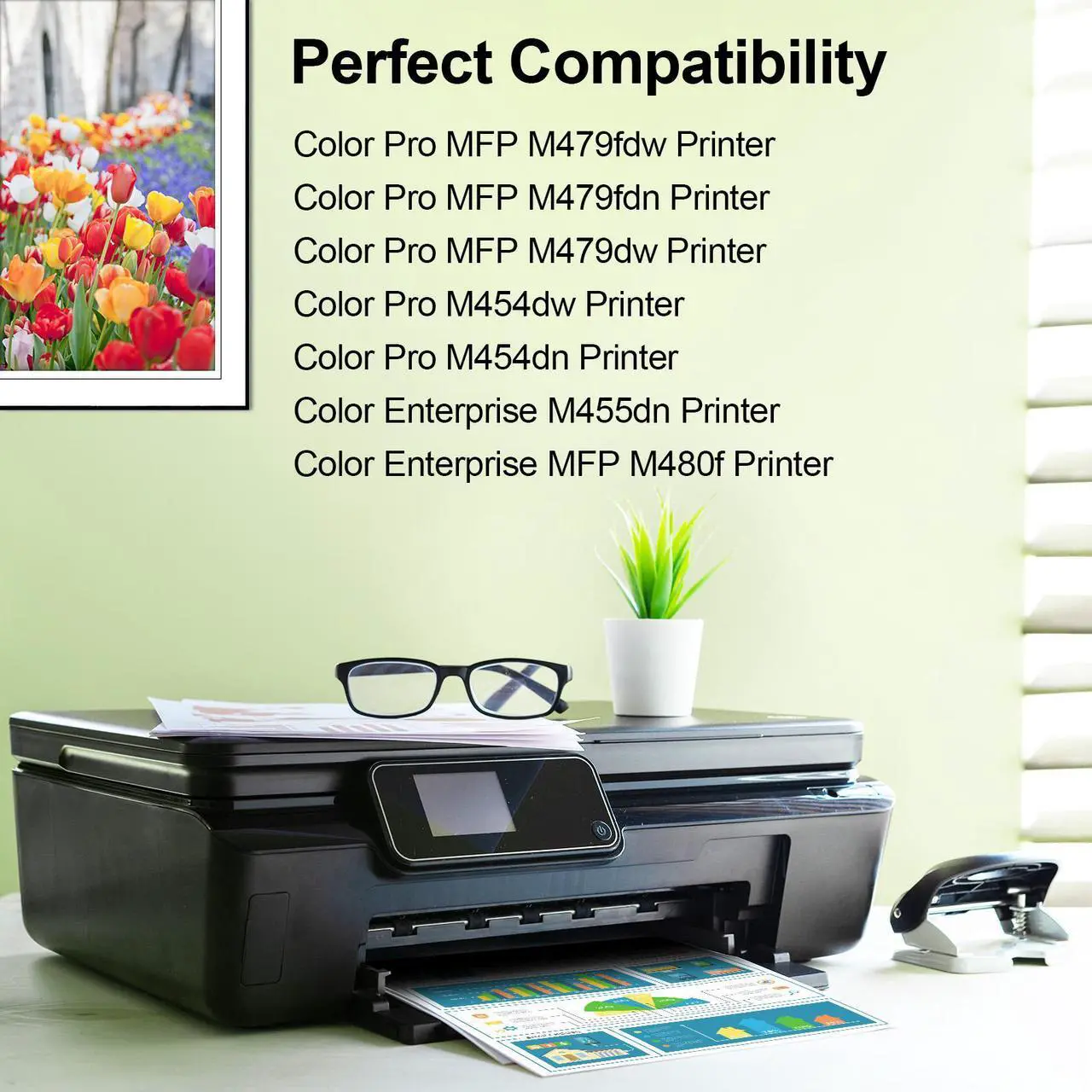 Alt view image 2 of 7 - greencycle 3 Pack 414X Toner Cartridge Compatible for HP 414X 414A W2021X W2022X W2023X Toner Works on Enterprise M455dn , MFP M480f , Pro M454 Series and MFP M479 Series Printers (C/Y/M)