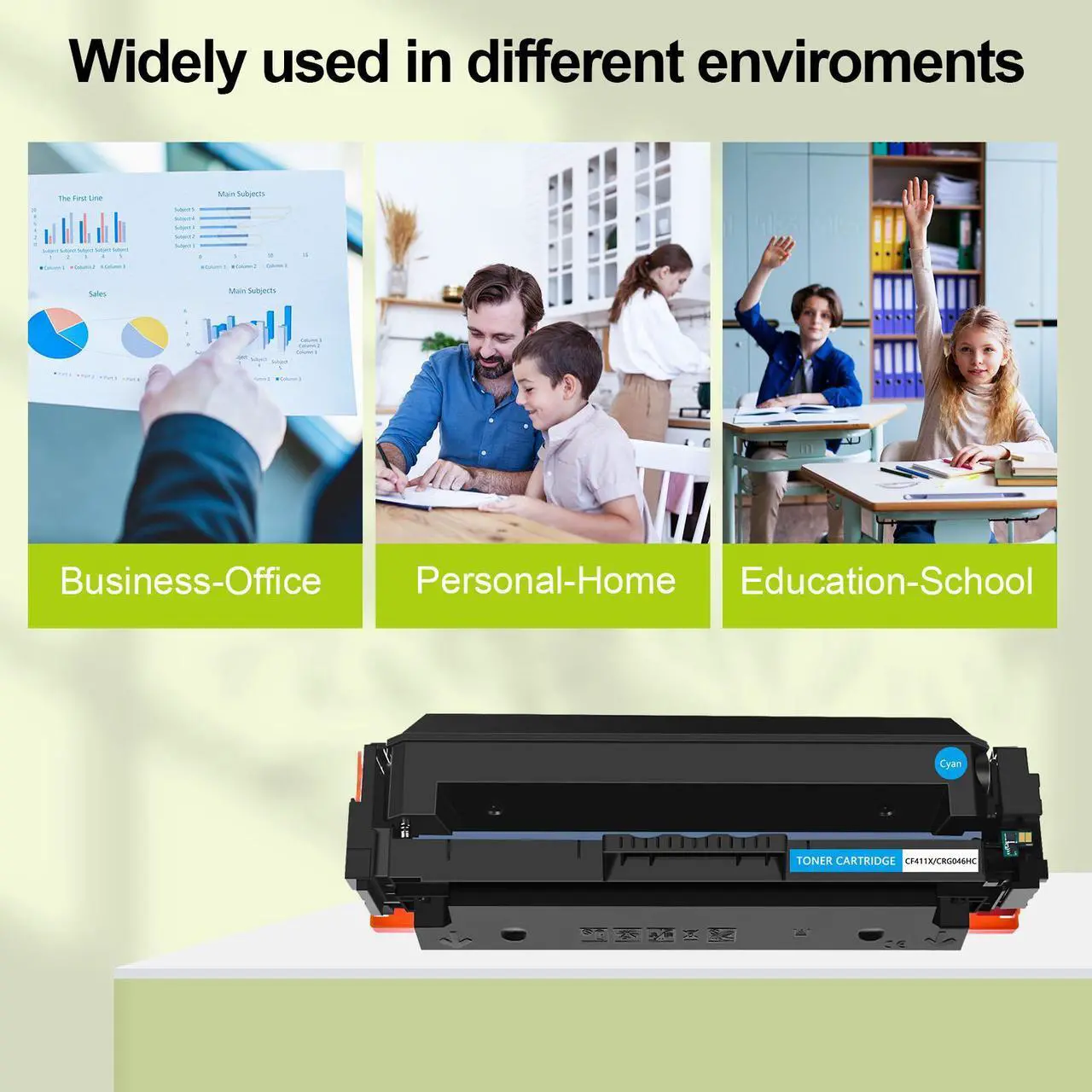 Alt view image 7 of 7 - greencycle 2 Pack Toner Cartridge Compatible for HP 410A 410X CF411X Cyan Toner Work with Color Laser Jet Pro M452dn M452dw M452nw M477fdn M477fdw M477fnw M377dw Printer