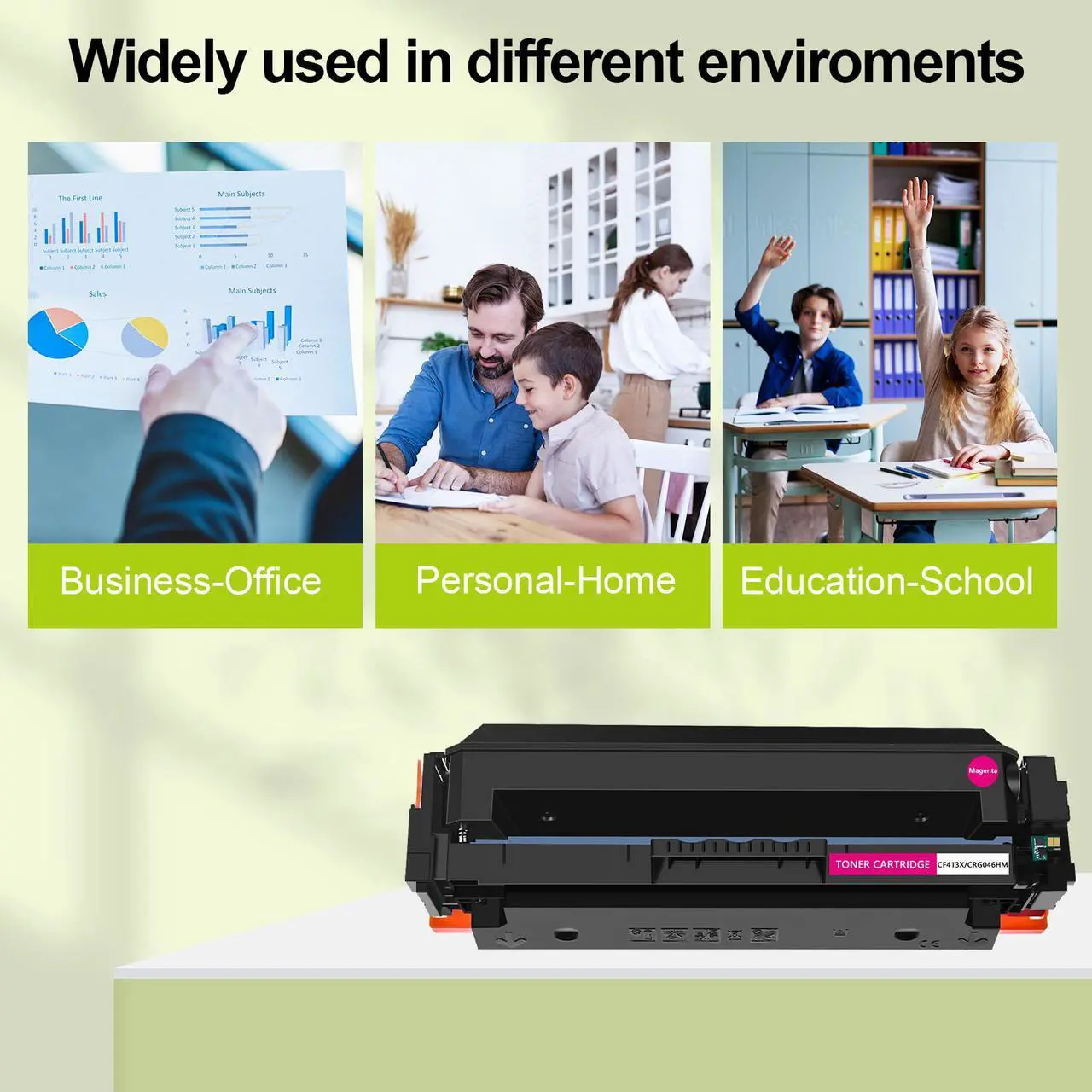 Alt view image 7 of 7 - greencycle 2 Pack Toner Cartridge Compatible for HP 410A 410X CF413X Magenta Toner Works on Color Laser Jet Pro M452dn M452dw M452nw M477fdn M477fdw M477fnw M377dw Printer