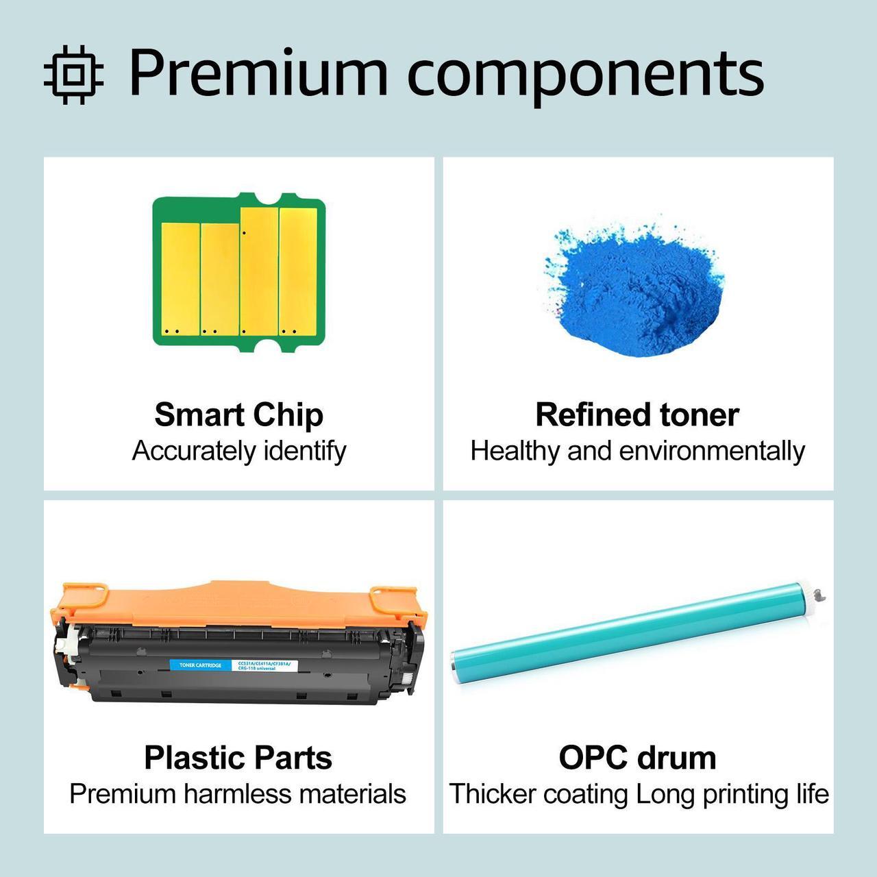Alt view image 4 of 5 - greencycle 1 Pack 304A CC531A High-yield Compatible Toner Cartridge Replacement for HP 304A CC531A Cyan Toner work with Color CP2025n CP2025dn CP2025x CM2320 CM2320n CM2320fxi Printer