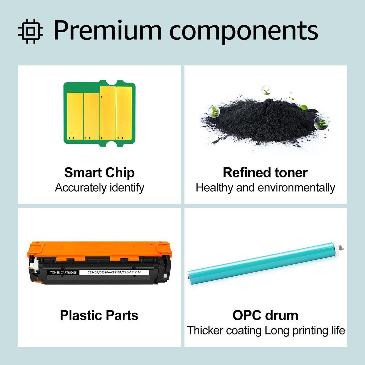 Alt view image 6 of 7 - greencycle 2 Pack 125A CB540A Black Compatible Toner Cartridge Replacement for HP 125A CB540A Toner Works on Color Laser Jet CM1312 MFP CP1215 CP1515n CP1518ni Series Printer