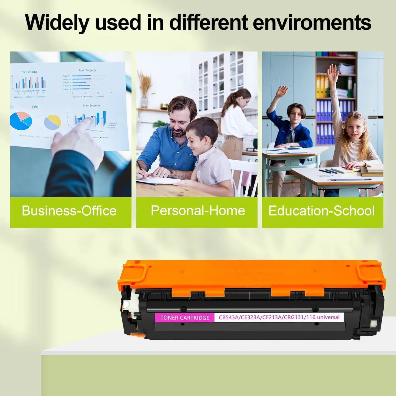 Alt view image 5 of 5 - GREENCYCLE 2 Pack CE323A Magenta Compatible Toner Cartridge Replacement for HP 128A CE323A work with Laser Jet Pro CP1525nw CM1415fn CM1415fnw Color MFP Printer