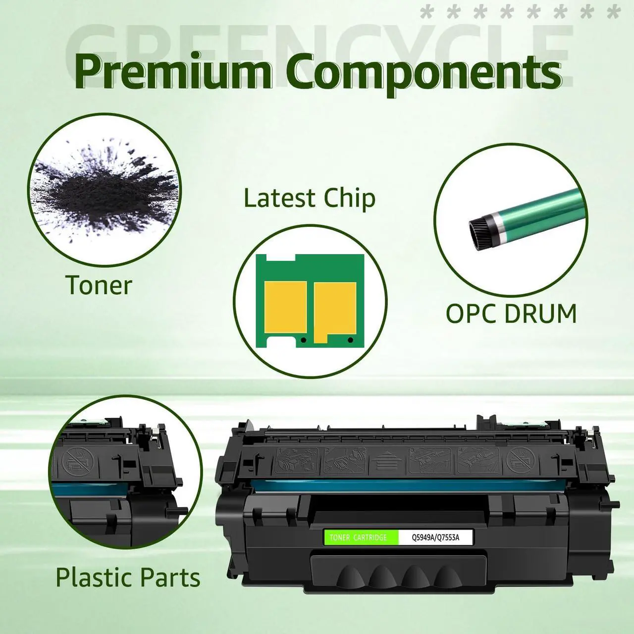 Alt view image 4 of 7 - greencycle Q5949A Compatible Toner Cartridge Replacement for HP 49A Q5949A 53A Q7553A Black Cartridge Laserjet 1320 1320n 3390 1160 1320tn 1320nw 3392 P2015 P2015dn P2014 M2727nf MFP Printer (4Pk)