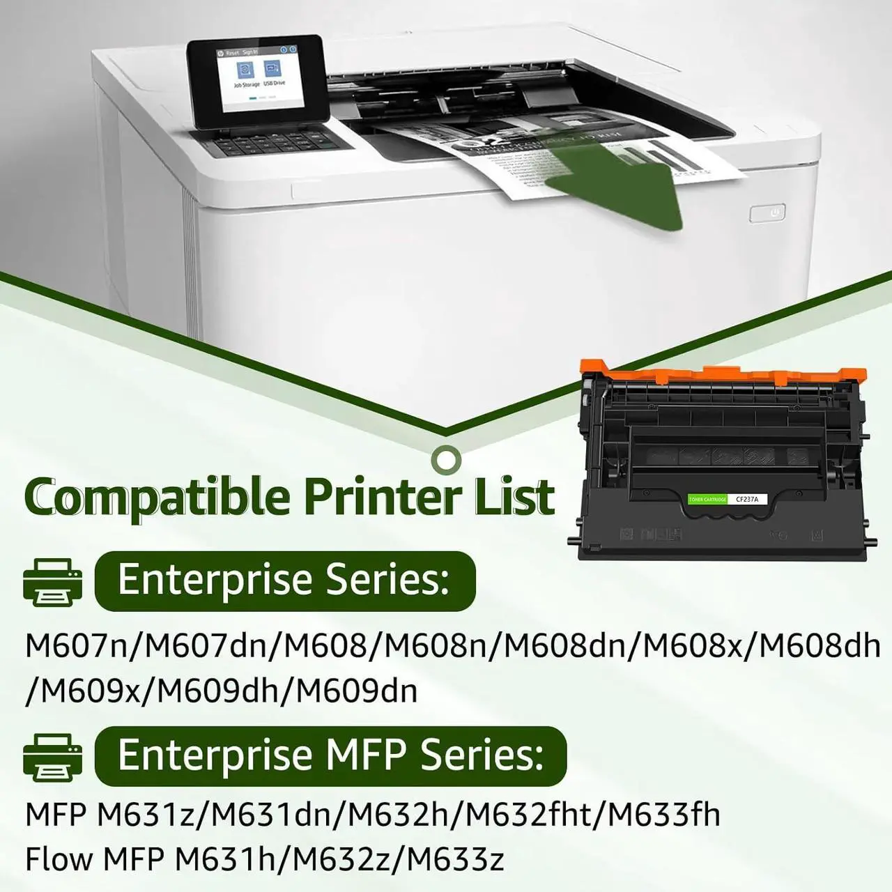 Alt view image 2 of 7 - greencycle CF237A Compatible Toner Cartridge Replacement for HP 37A CF237A 37X CF237X Black Cartridge Enterprise M607n M607dn M608n M608dn M608x M609 M609x MFP M631 M632 M631h M633fh Printer (1Pk)