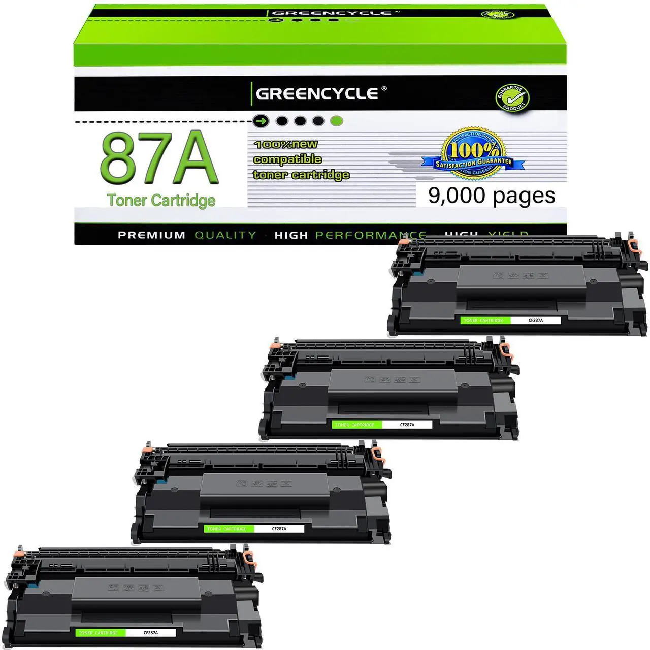 Main image of greencycle CF287A Compatible Toner Cartridge Replacement for HP 87A CF287A 87X CF287X Black Cartridge Laserjet Enterprise M506 M506dn M506n M506x Pro M501 M501dn M527 M527dn Printer (4Pk)