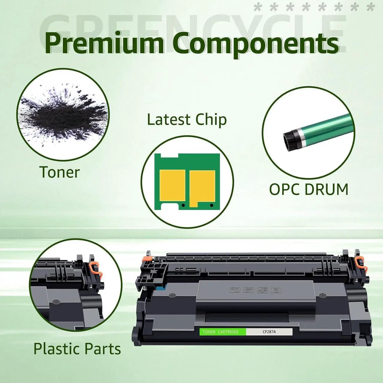 Alt view image 4 of 7 - greencycle CF287A Compatible Toner Cartridge Replacement for HP 87A CF287A 87X CF287X Black Cartridge Laserjet Enterprise M506 M506dn M506n M506x Pro M501 M501dn M527 M527dn Printer (8Pk)