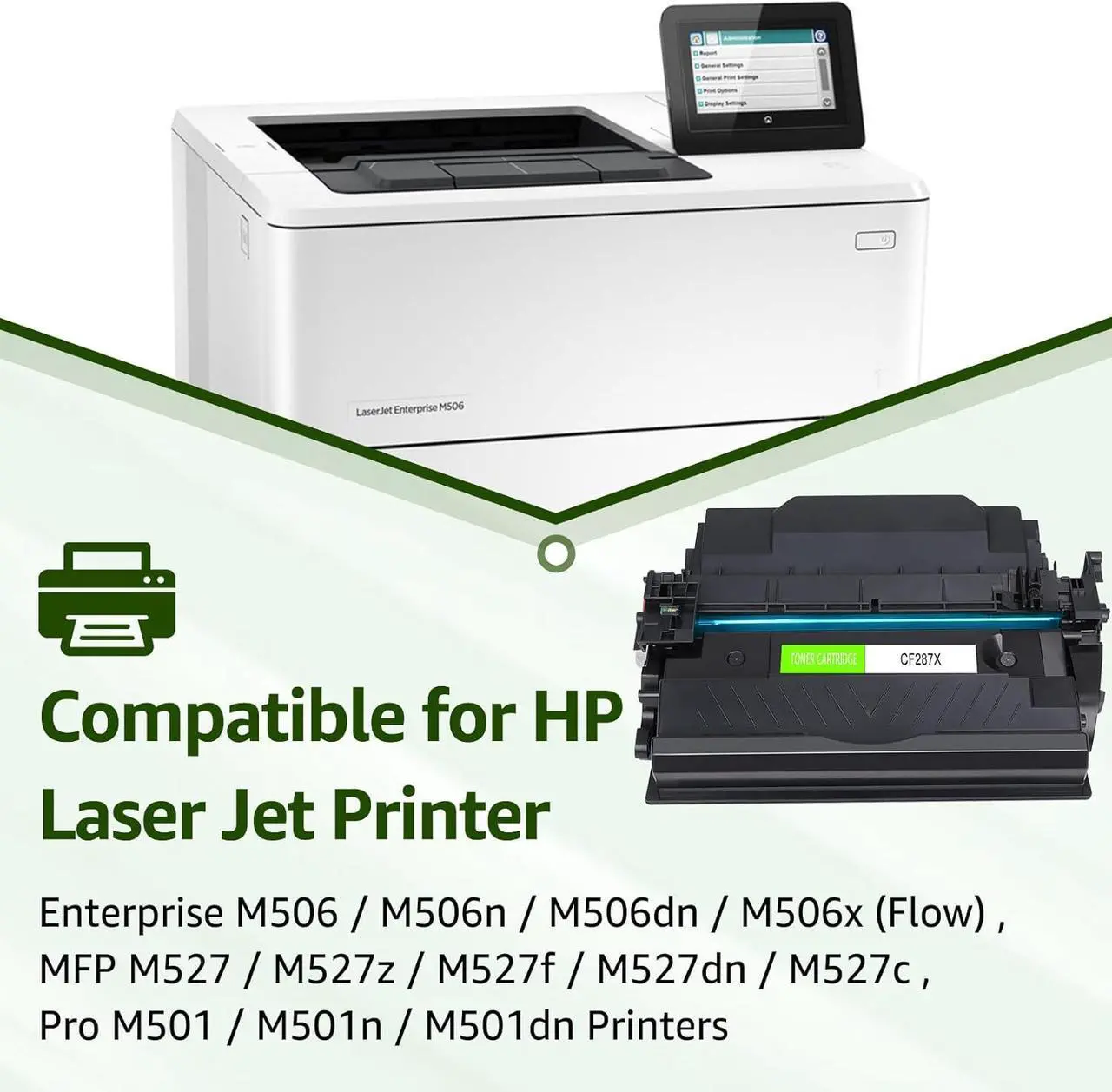 Alt view image 2 of 7 - greencycle CF287X Compatible Toner Cartridge Replacement for HP 87X CF287X 87A CF287A Black Cartridge Laserjet Enterprise M506 M506dn M506n M506x Pro M501 M501dn M527 M527dn Printer (1Pk)