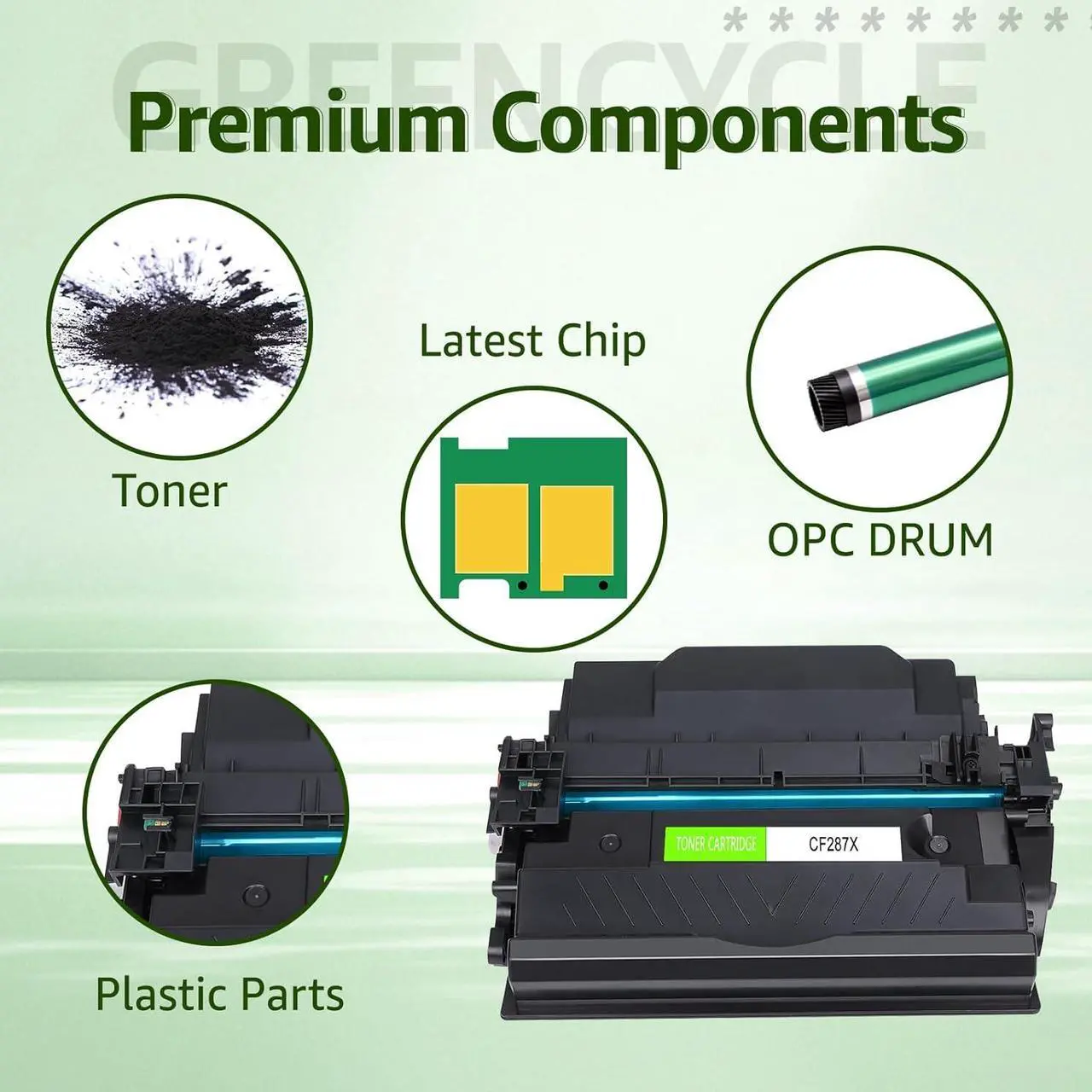 Alt view image 4 of 7 - greencycle CF287X Compatible Toner Cartridge Replacement for HP 87X CF287X 87A CF287A Black Cartridge Laserjet Enterprise M506 M506dn M506n M506x Pro M501 M501dn M527 M527dn Printer (1Pk)