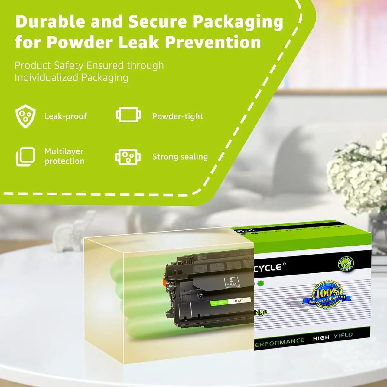 Alt view image 5 of 7 - greencycle CE255X Compatible Toner Cartridge Replacement for HP 55X CE255X 55A CE255A Black Cartridge Laserjet P3015 P3015dn P3015x Pro 500 MFP M521dn M521dw M521 M525 Printer (1Pk)