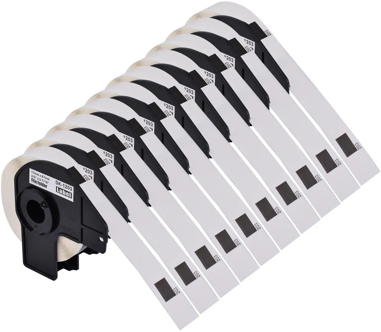 Main image of GREENCYCLE 10 Roll DK-1203 DK1203 Die-Cut File Folder Labels 2/3" x 3-7/16" (0.66 in x 3.4 in) Compatible for Brother QL-1050 QL-1060N QL-1100 QL-1110NWB, 300 Labels/Roll,with Cartridge Frame