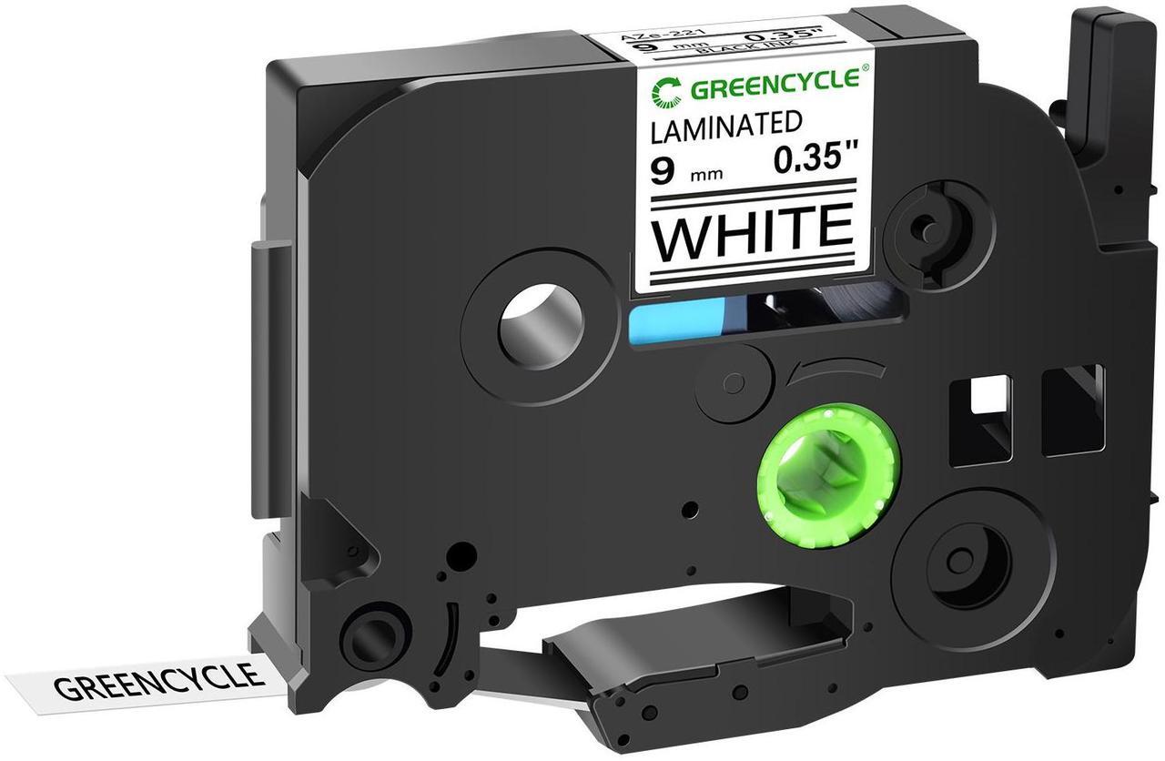 Main image of GREENCYCLE Compatible for Brother TZe-221 TZ-221 9mm 0.35" Laminated White Label Maker Tape Ptouch TZe221 TZ221 TZe TZ Label Tape for PT-D210 PT-D220 PT-D200 PT-H110 PT-D400 PT-D610BT