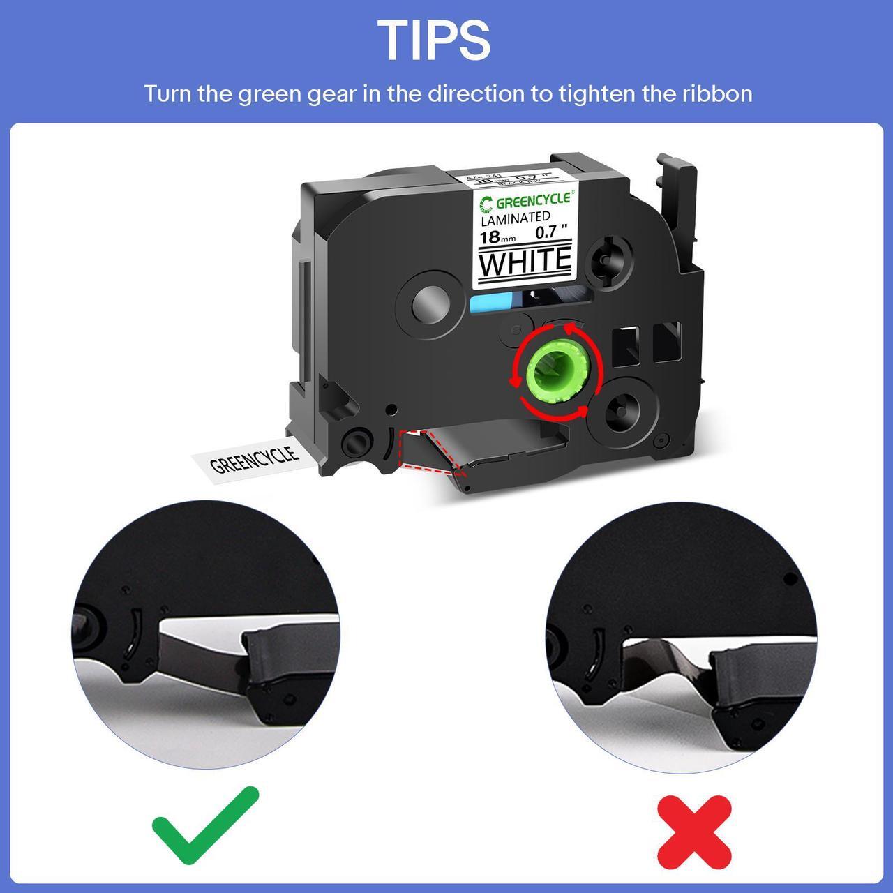 Alt view image 3 of 7 - GREENCYCLE 2 Pack Compatible for Brother TZe-241 TZ-241 18mm 0.7" Laminated Black on White Label Maker Tape Ptouch TZe241 TZ241 TZe TZ Label Tape for PT-D400 PT-D410 PT-D400VP PT-D410VP PT-1300