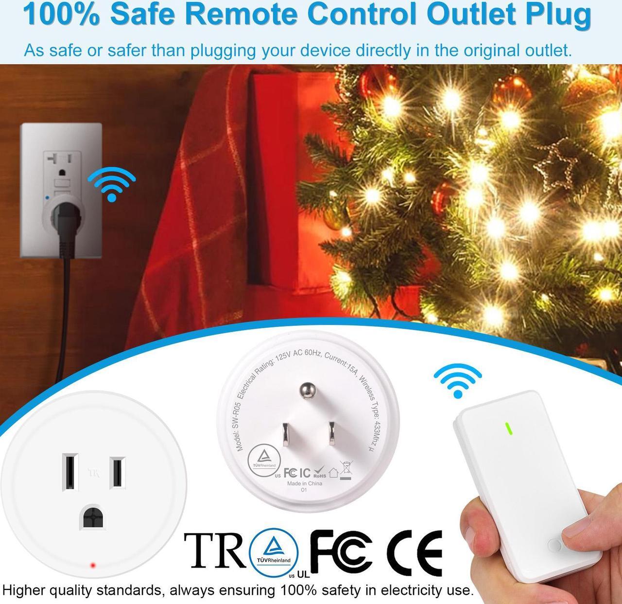 Alt view image 2 of 7 - Wireless Wall Switch Remote Control Outlet,GreenCyle Remote Control Outlet Plug Switch,15A/1500W,TUV List,No Wiring Needed,300ft RF Range,for Lamp,Fans,Household Appliances