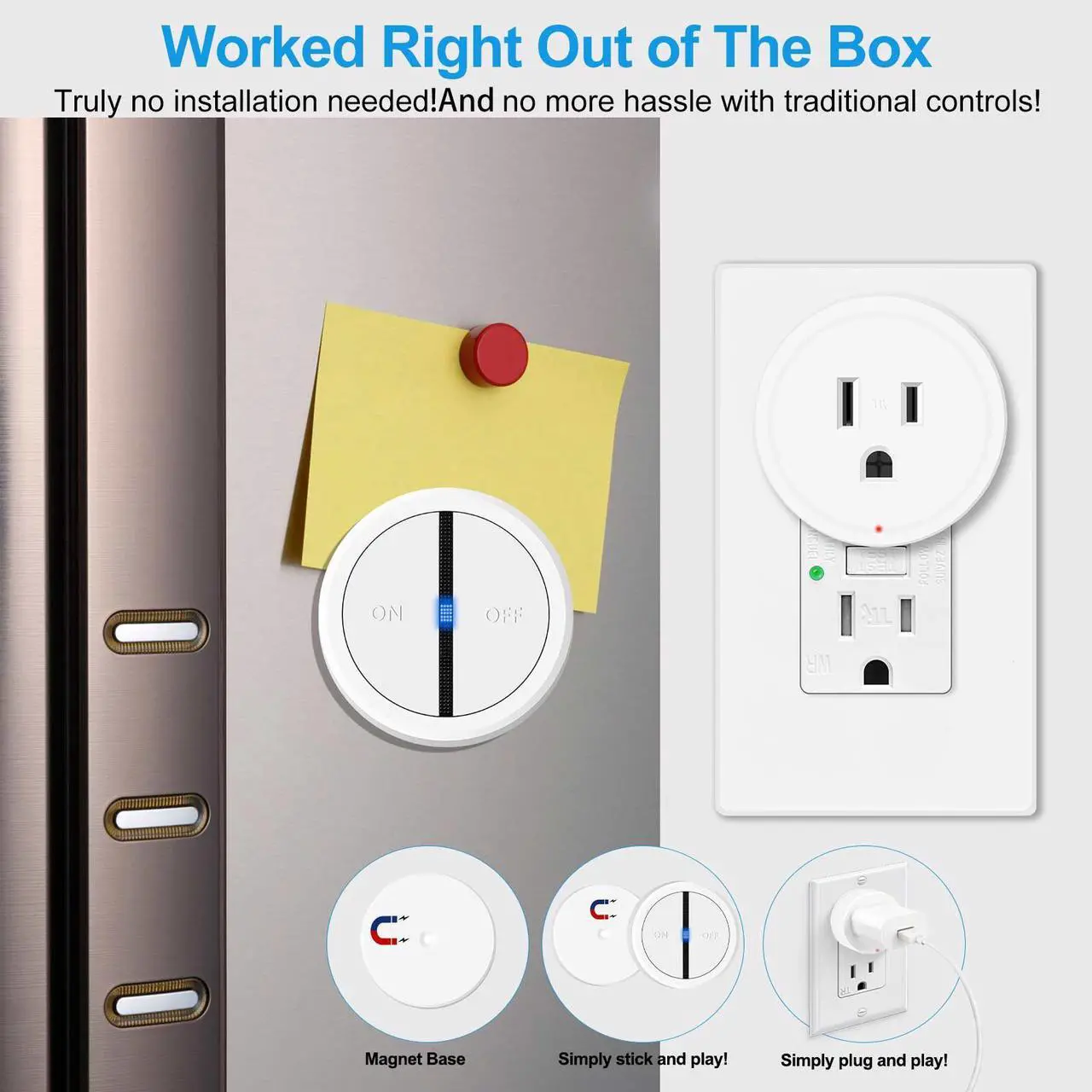 Alt view image 7 of 7 - Garbage Disposal Wireless Switch Kit, Greencycle Portable Remote Control Outlet,Garbage Disposal Switch with Magnetic, Remote Control Outlet,No Drilling On Sink,15A 4000V Anti-Surge 500 Feet RF Range