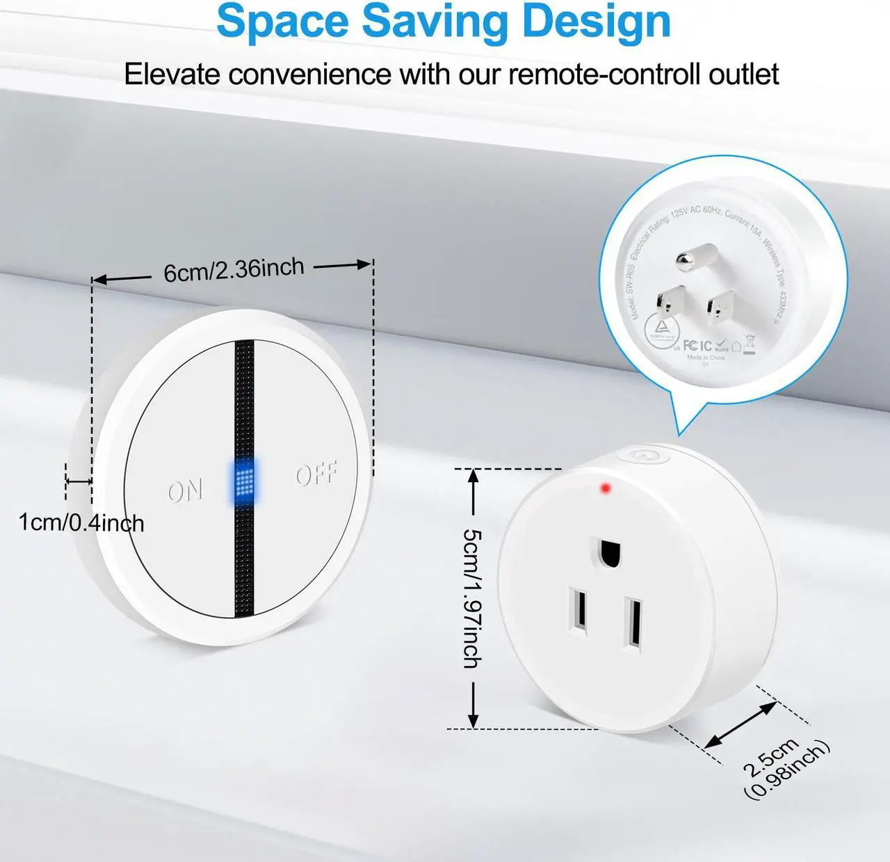 Alt view image 6 of 7 - Garbage Disposal Wireless Switch Kit, Greencycle Portable Remote Control Outlet,Garbage Disposal Switch with Magnetic, Remote Control Outlet,No Drilling On Sink,15A 4000V Anti-Surge 500 Feet RF Range