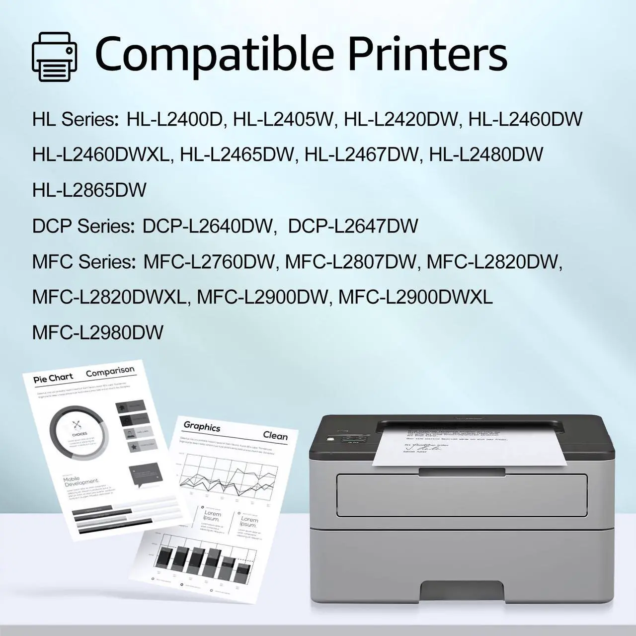 Alt view image 3 of 7 - greencycle TN830XL Black Toner Cartridge and DR830 Drum Set Compatible for Brother TN-830XL TN830 TN-830 DR-830 use HL-L2460DW L2400D L2480DW L2405W MFC-L2820DW DCP-L2640DW Printer (3 Toner 2 Drum)