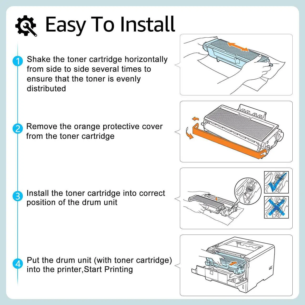 Alt view image 6 of 7 - greencycle TN830XL Black Toner Cartridge and DR830 Drum Set Compatible for Brother TN-830XL TN830 TN-830 DR-830 use HL-L2460DW L2400D L2480DW L2405W MFC-L2820DW DCP-L2640DW Printer (4 Toner 1 Drum)