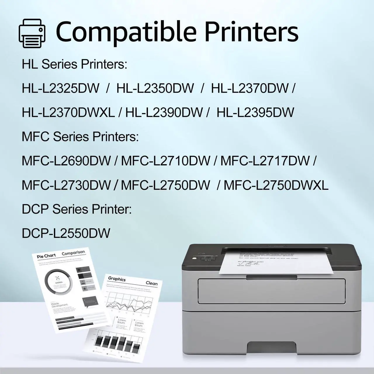 Alt view image 3 of 7 - GREENCYCLE Compatible Toner Cartridge Replacement for Brother TN760 TN-760 TN730 Use for HL-L2350DW HL-L2395DW HL-L2390DW HL-L2370DW MFC-L2750DW MFC-L2710DW DCP-L2550DW Printer (Black,4-Pack)