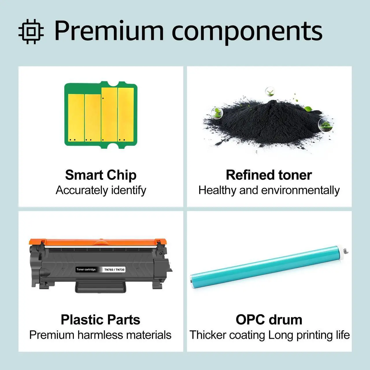 Alt view image 4 of 7 - GREENCYCLE Compatible Toner Cartridge Replacement for Brother TN760 TN-760 TN730 Use for HL-L2350DW HL-L2395DW HL-L2390DW HL-L2370DW MFC-L2750DW MFC-L2710DW DCP-L2550DW Printer (Black,4-Pack)