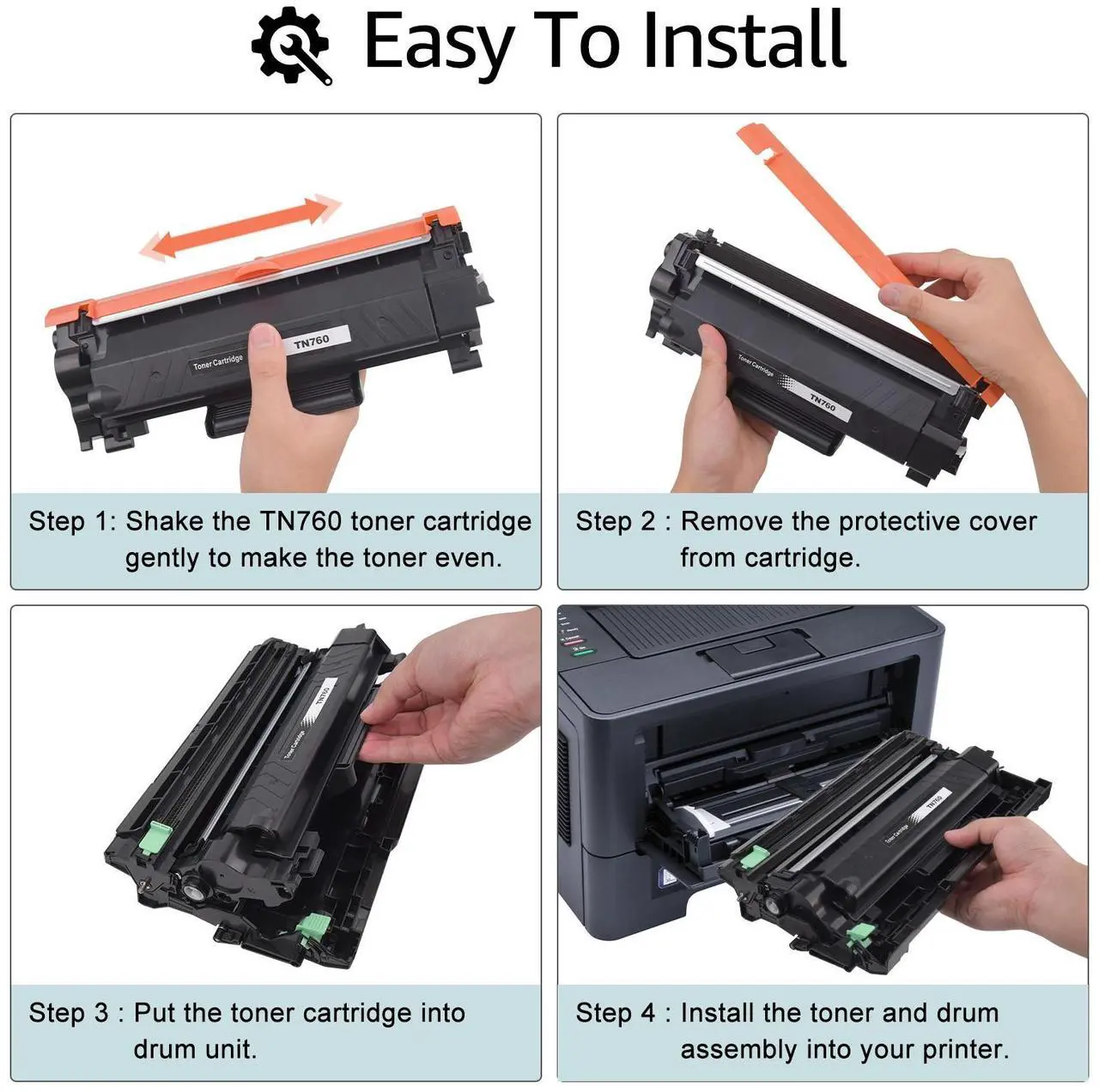 Alt view image 6 of 7 - GREENCYCLE Compatible Toner Cartridge Replacement for Brother TN760 TN-760 TN730 Use for HL-L2350DW HL-L2395DW HL-L2390DW HL-L2370DW MFC-L2750DW MFC-L2710DW DCP-L2550DW Printer (Black,4-Pack)
