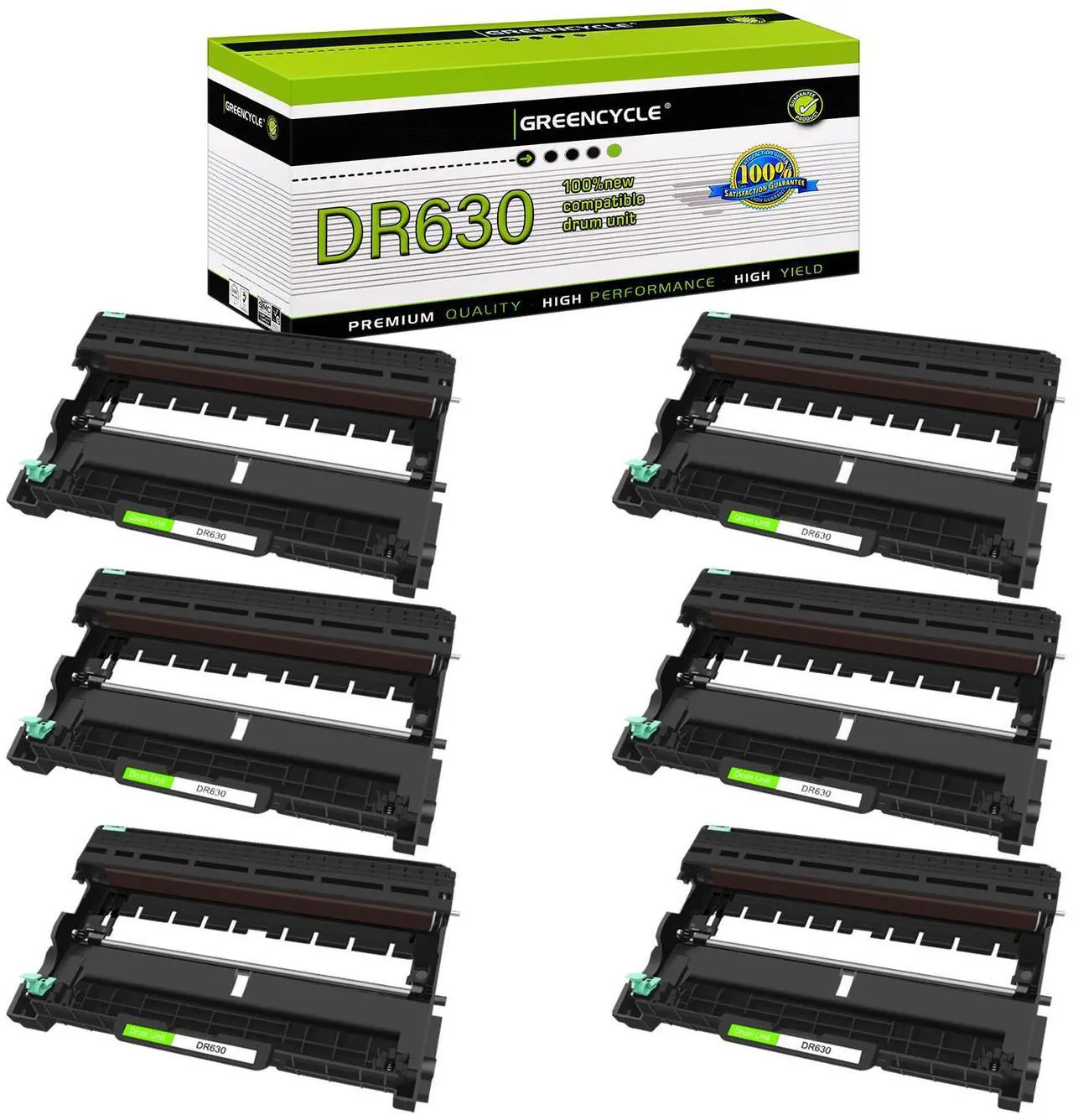 Main image of GREENCYCLE Drum Unit Compatible for Brother DR-630 DR630 use in HL-L2300D DCP-L2520DW MFC-L2680W Printer (Black, 6 Pack)
