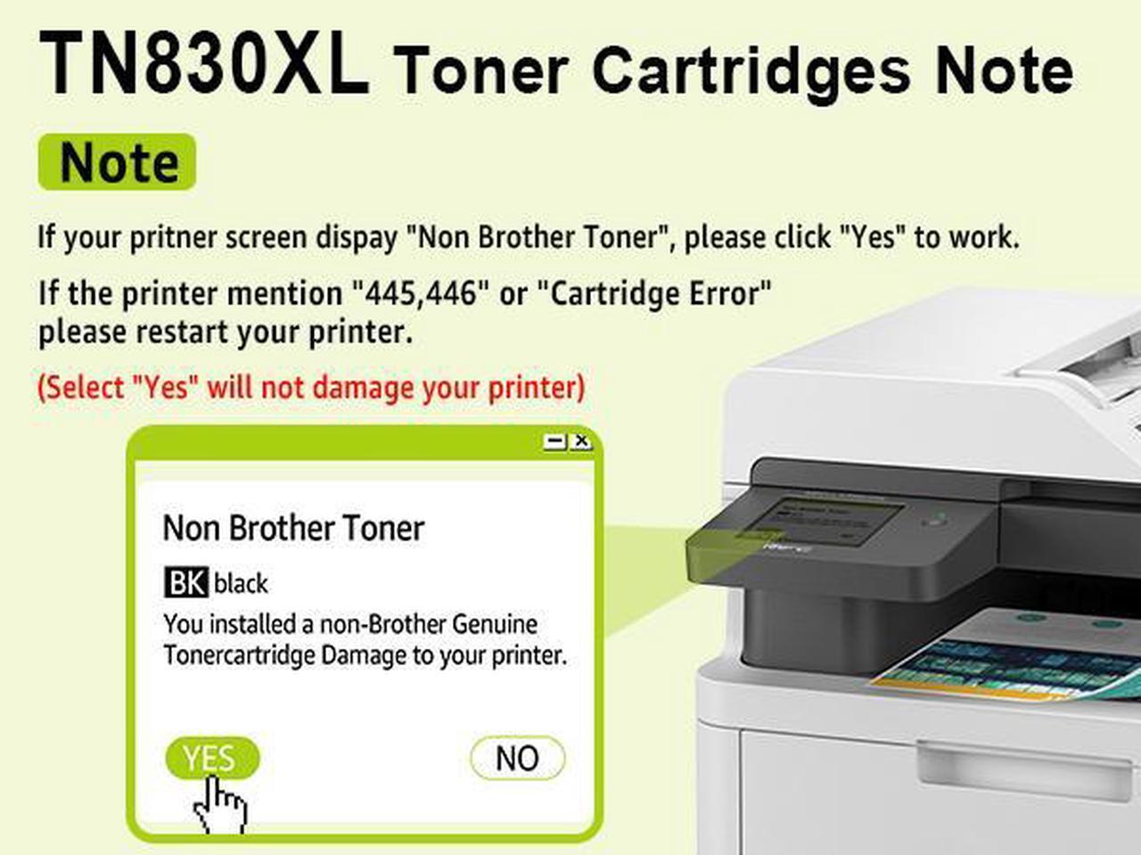 Alt view image 7 of 7 - greencycle 6 Pack TN830XL Black Toner Cartridge Compatible for Brother TN-830XL TN830 TN-830 use HL-L2460DW L2400D L2480DW L2405W MFC-L2820DW DCP-L2640DW Printer