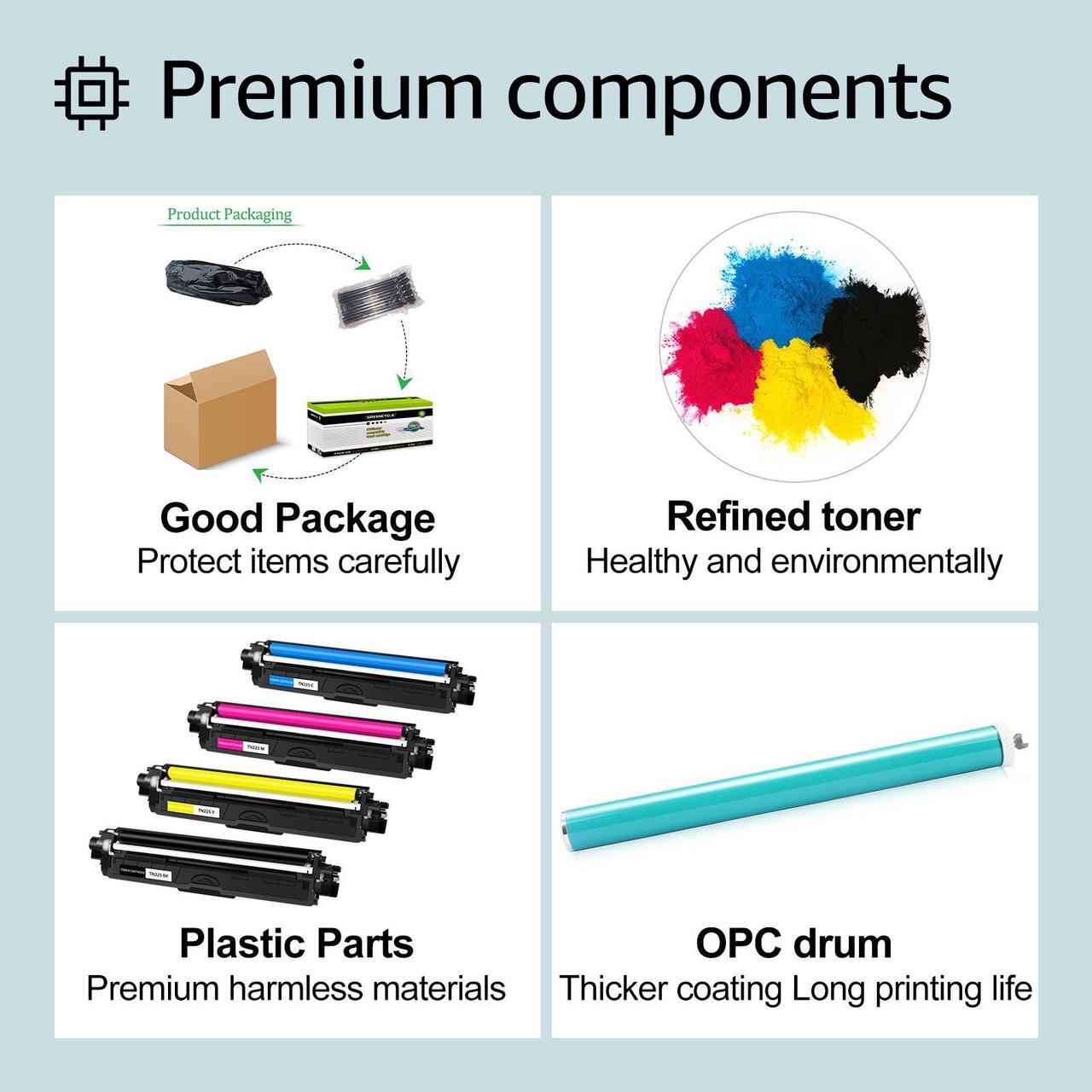 Alt view image 6 of 7 - greencycle 5 Pack Compatible high Yield Toner Cartridge Replacement for Brother TN225 TN221 TN-225 to Use with MFC-9130CW HL-3170CDW HL-3140CW HL-3180CDW (2 Black, 1 Cyan, 1 Magenta, 1 Yellow)
