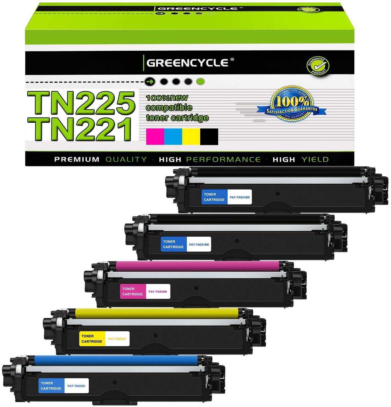 Main image of greencycle 5 Pack Compatible high Yield Toner Cartridge Replacement for Brother TN225 TN221 TN-225 to Use with MFC-9130CW HL-3170CDW HL-3140CW HL-3180CDW (2 Black, 1 Cyan, 1 Magenta, 1 Yellow)
