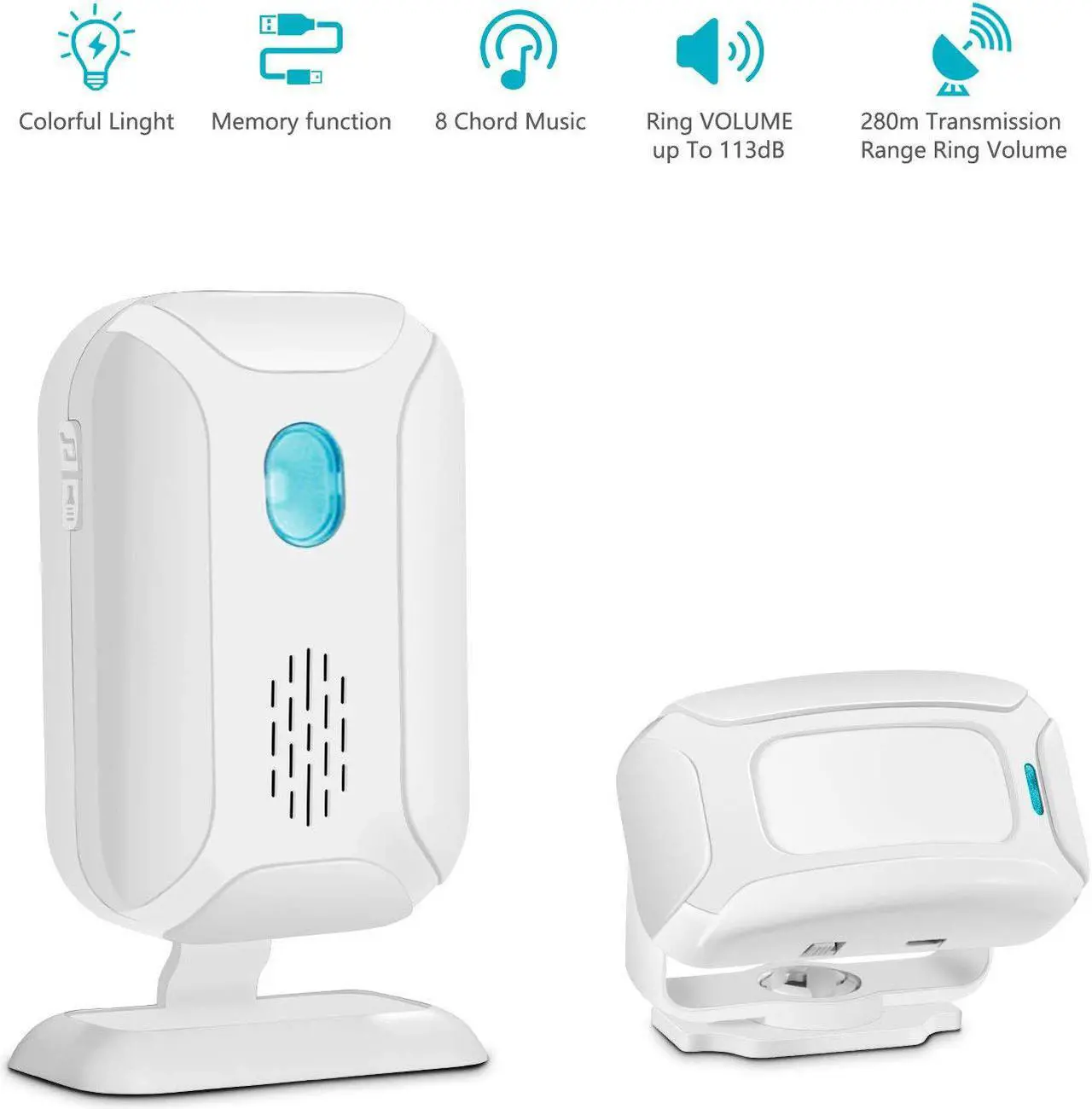 Main image of GREENCYCLE Wireless Infrared Motion Detector Welcome Doorbell Visitor Entry Chime Home Security Alarm Shop Store Alert (1 Sensor,1 Alarm)
